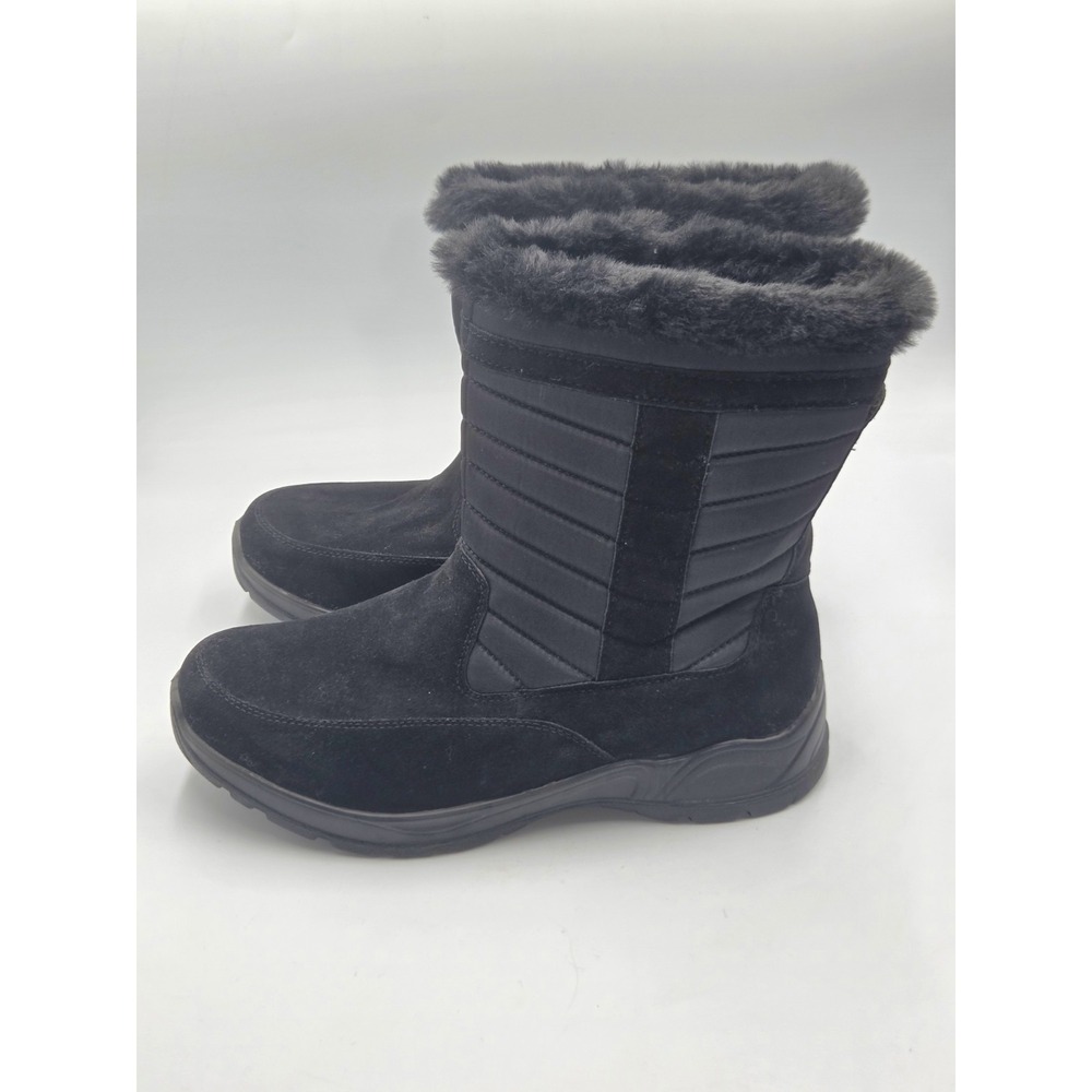 Easy Works by Easy Street Frazer Winter Boots Black Faux Fur Zip Mid-Calf 9W